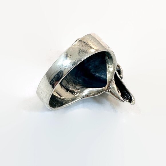 Eagle Ring, Sterling Silver, Vintage Ring, Size 10 3/4, Hawk, Big Statement - Picture 5 of 6